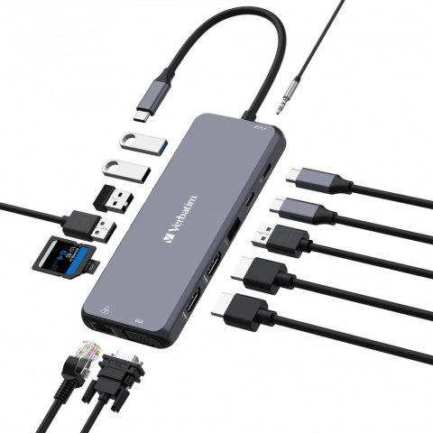 Verbatim CMH-14 USB Type-C 5000 Mbit/s Srebrny