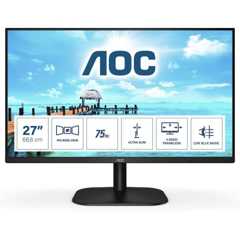 AOC 27B2H monitor komputerowy 68,6 cm (27") 1920 x 1080 px Full HD LED Czarny