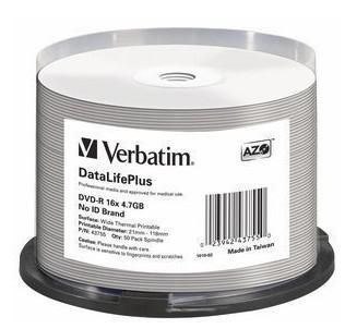 DVD-R Verbatim 43755 (4,7GB; 16x; 50szt.; Cake)