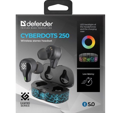 SŁUCHAWKI DEFENDER BLUETOOTH CYBERDOTS 250 GAMING CZARNE