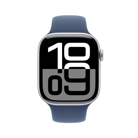 Zegarek Apple Watch Series 10 GPS 46mm Srebrna aluminiowa koperta z paskiem sportowym S/M - Denim