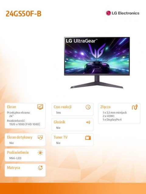 Monitor gamingowy 24GS50F-B 24' FHD UltraGear 180Hz