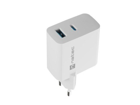 NATEC ŁADOWARKA RIBERA GAN 1x USB-A + 1x USB-C 65W BIAŁA