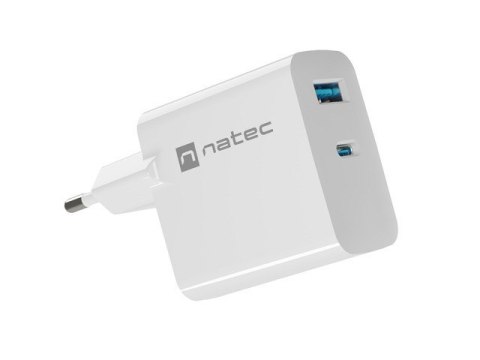 NATEC ŁADOWARKA RIBERA GAN 1x USB-A + 1x USB-C 65W BIAŁA