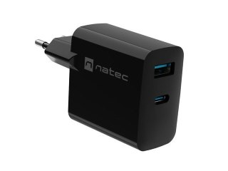 NATEC ŁADOWARKA RIBERA GAN 1x USB-A + 1x USB-C 65W CZARNA