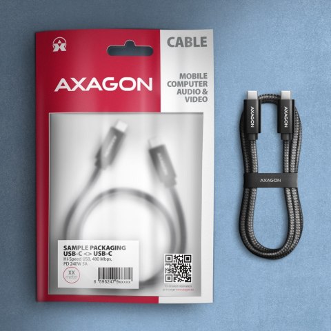 BUCM2-CM15AB Kabel USB-C - USB-C, 1.5m 5A charging, ALU, 240W PD, oplot, USB2.0