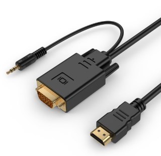 Konwerter HDMI do VGA mini Jack 3m czarny