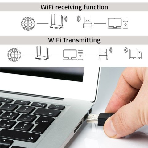 Bezprzewodowy mini adapter Wi-Fi | BT 4.0 USB | standard N