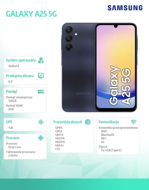 Smartfon GALAXY A25 5G 6/128 GB Czarny