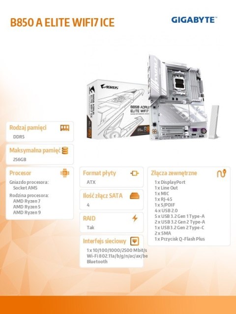 Płyta główna B850 A ELITE WIFI7 ICE