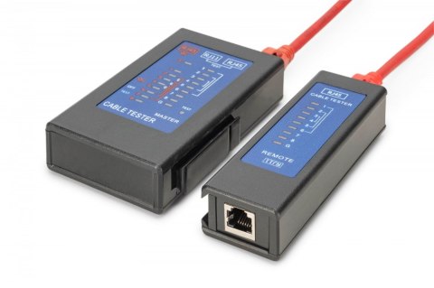 Tester kabli sieciowych i komunikacyjnych LED, kat.5e-kat.6A, (RJ45, RJ12, RJ11), Auto-Scan z PoE