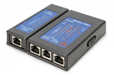 Tester kabli sieciowych i komunikacyjnych LED, kat.5e-kat.6A, (RJ45, RJ12, RJ11), Auto-Scan z PoE