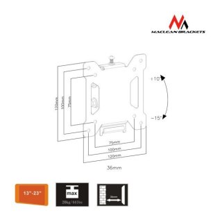 Uchwyt do telewizora lub monitora 13-27" MC-596 czarny 20kg max vesa 100x100 TV