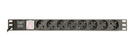 GEMBIRD LISTWA ZASILAJĄCA RACK 19" PDU EG-PDU-014 1U, 16A, 8X SCHUKO, KABEL 3M (WYPRZEDAŻ)