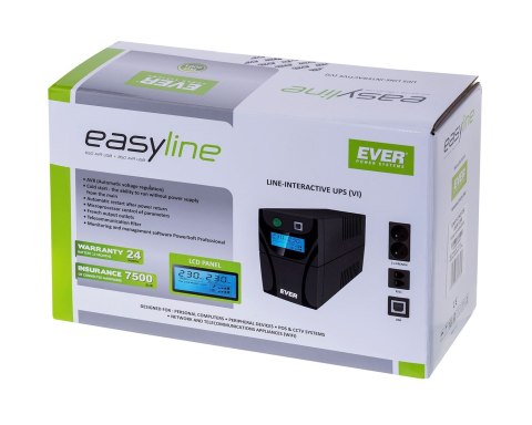 Zasilacz UPS EVER EASYLINE 650AVR USB (T/EASYTO-000K65/00)