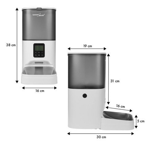 GREENBLUE AUTOMATYCZNY DOZOWNIK / PODAJNIK KARMY DLA ZWIERZĄT, 6L, USB 5V1A GB393