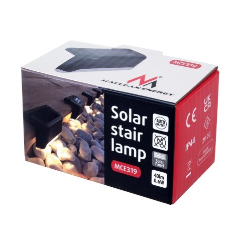 MACLEAN SOLARNA LAMPA SCHODOWA TARASOWA LED IP44 4000K NI-MH 100 MAH 80X45X45MM CZUJNIK ZMIERZCHU MCE319