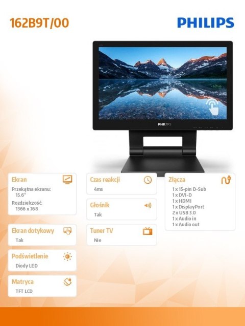 Monitor 162B9T 15.6 cali LED Touch DVI HDMI DP