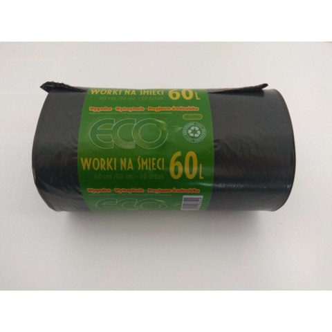 Worki na smieci 60L LDPE czarne (50szt) 60cm/80cm