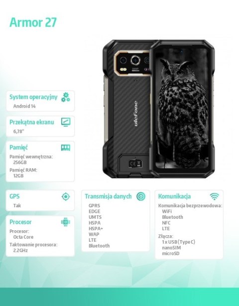 Smartfon Armor 27 5G 12/256GB IP69K czarny