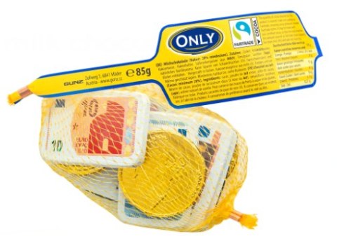 Only Banknoty i Złote Monety z Czekolady Mlecznej 85 g