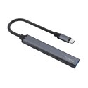 SAVIO HUB USB-C - 3 X USB-A 2.0, 1 X USB-A 3.0, SZARY, AK-71