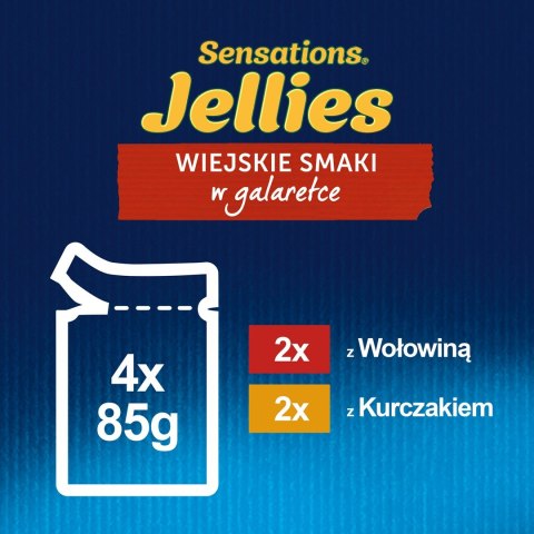 Purina Felix Sensations Jellies z wołowiną w galaretce z pomidorami - mokra karma dla kota - 85 g