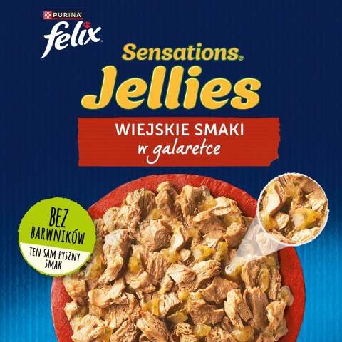 Purina Felix Sensations Jellies z wołowiną w galaretce z pomidorami - mokra karma dla kota - 85 g