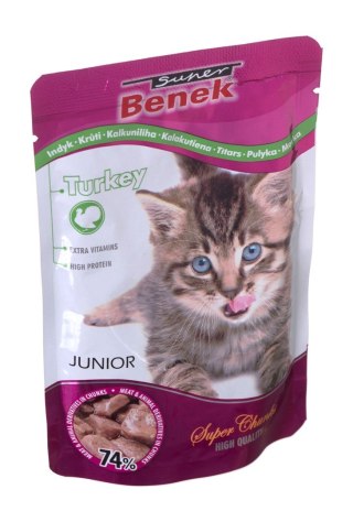 CERTECH Super Benek Junior saszetka z kawałkami indyka w sosie - mokra karma dla kota - 100g