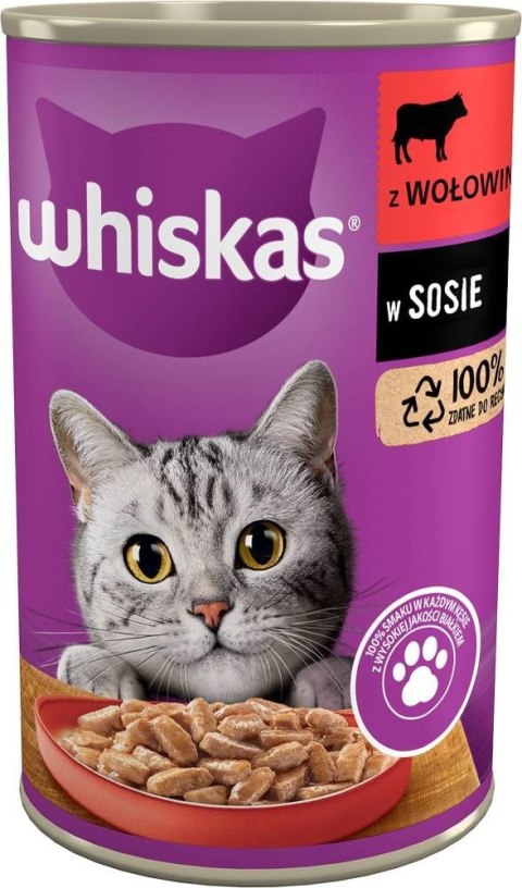 WHISKAS Adult Wołowina w sosie - mokra karma dla kota - 400 g