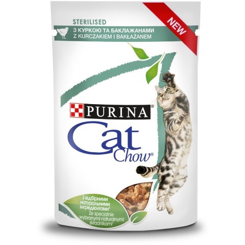 Purina Cat Chow Sterilised z kurczakiem i bakłażanem w sosie - mokra karma dla kota - 85 g