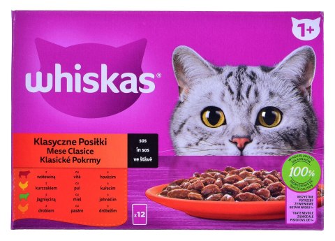 WHISKAS Klasyczne Posiłki w sosie - mokra karma dla kota - 12x85g