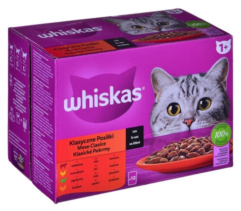 WHISKAS Klasyczne Posiłki w sosie - mokra karma dla kota - 12x85g