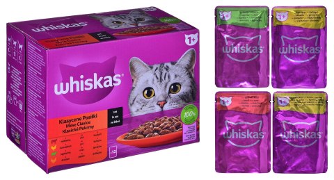 WHISKAS Klasyczne Posiłki w sosie - mokra karma dla kota - 12x85g