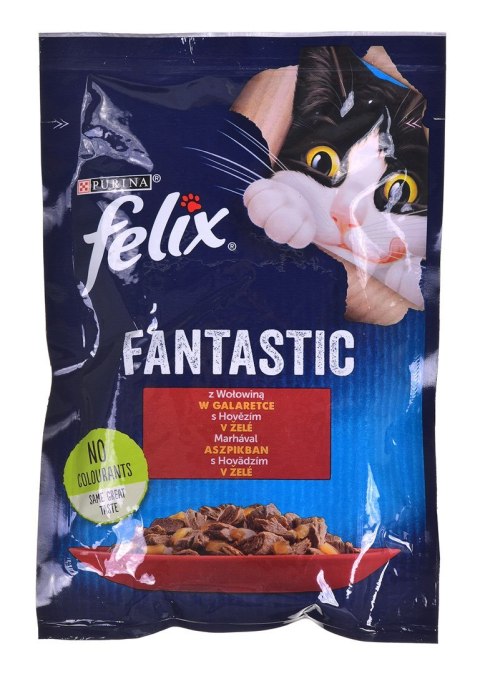 FELIX Fantastic Wołowina w galaretce - mokra karma dla kota - saszetka 100 g