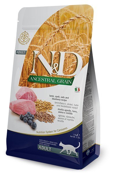 FARMINA N&D Ancestral Grain Lamb & Blueberry Adult - z jagnięciną - sucha karma dla kota - 1,5kg