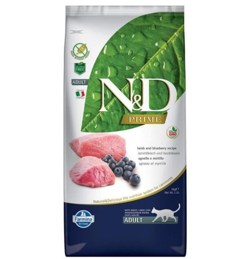 FARMINA N&D Prime Lamb & Blueberry Adult - sucha karma dla dorosłych kotów z jagnięcina - 5kg