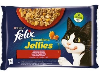 Purina Felix Sensations Jellies z wołowiną w galaretce z pomidorami - mokra karma dla kota - 85 g