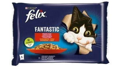 FELIX Fantastic królik, Jagnięcina - mokra karma dla kota - 4x85g