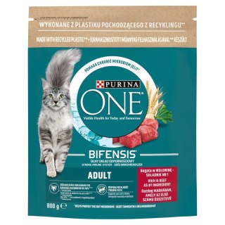 PURINA One Bifensis Adult Bogata w Wołowinę i Pełne Ziarna - sucha karma dla kota - 800 g