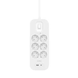 BELKIN LISTWA ZASILAJĄCA 6-PORTS + 1XUSB-A/C 650J