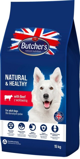 Butcher's Natural&Healthy z wołowiną - sucha karma dla psa - 15 kg