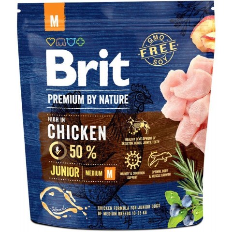 BRIT Premium by Nature Junior M Chicken - sucha karma dla psa - 1 kg