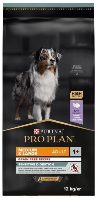 PURINA Pro Plan Medium&Large Adult Sensitive Digestion Indyk - sucha karma dla psa - 12 kg