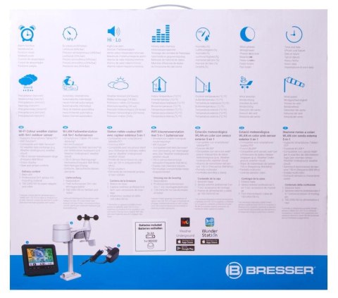 Stacja meteorologiczna Bresser 5-in-1 Wi-Fi z kolorowym wyświetlaczem