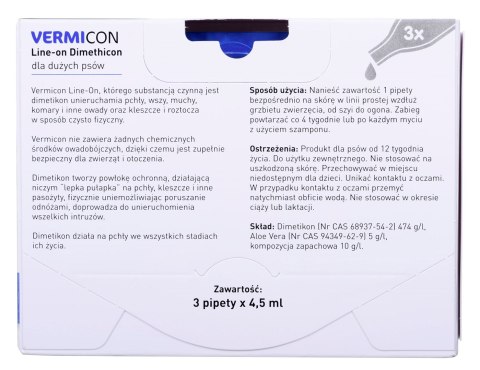 BEAPHAR VERMIcon Line-on Dog L - krople przeciw pasożytom dla psa - 3x 4,5ml