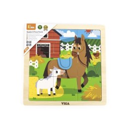 Viga 44624 Puzzle na podkładce 9 elementów - koń