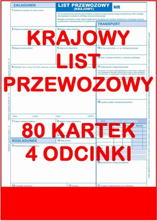 Krajowy List Przewozowy 80 kartek - 4 odcinki