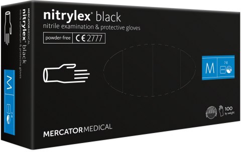 Rękawice Nitrylowe 100 sztuk / Czarne / Nitrylex Black (M 7-8)