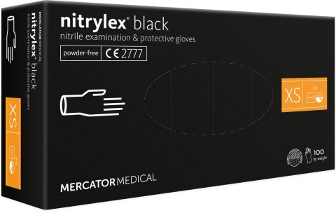 Rękawice Nitrylowe 100 sztuk / Czarne / Nitrylex Black (M 7-8)